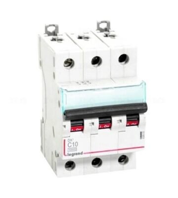 Legrand DX3 AC MCB 415V, 10A, 3-Pole (3P), C-Curve Miniature Circuit Breaker