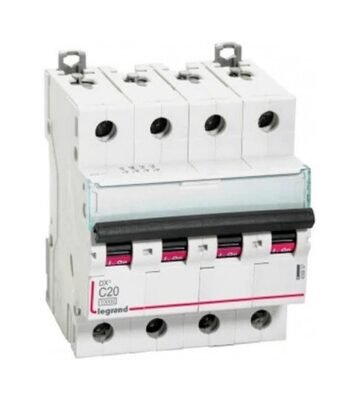 Legrand DX3 4 Pole MCB 20A C Curve - 415V AC Circuit Breaker