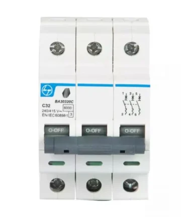 Lauritz Knudsen (L&T) BA30100C Tripper MCB | 10A, C Curve, Three Pole Miniature Circuit Breaker